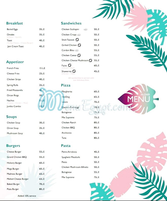 Aloha - Pick Me Up menu