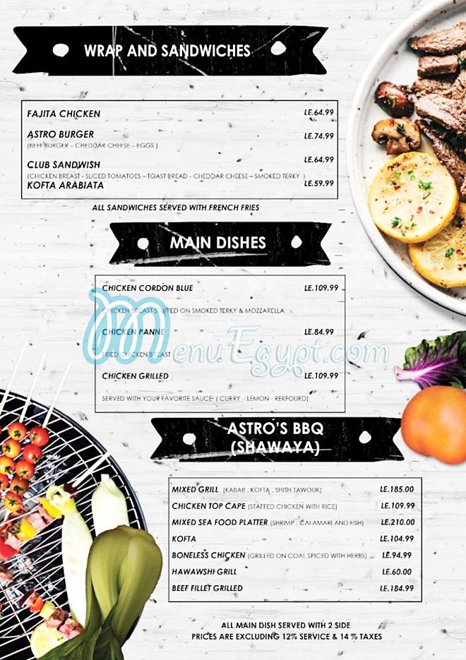 Astro Rooftop delivery menu