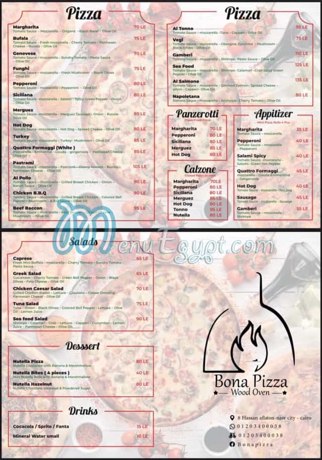 Bona Pizza menu