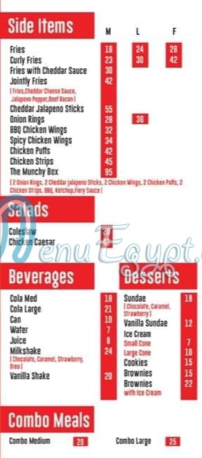 Burger Joint menu