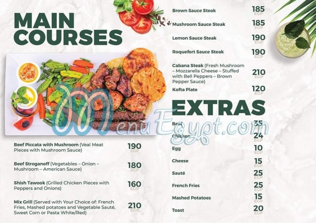 Cabana Club online menu