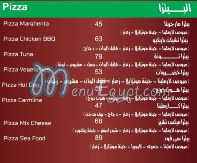 Carmlina Restaurant menu