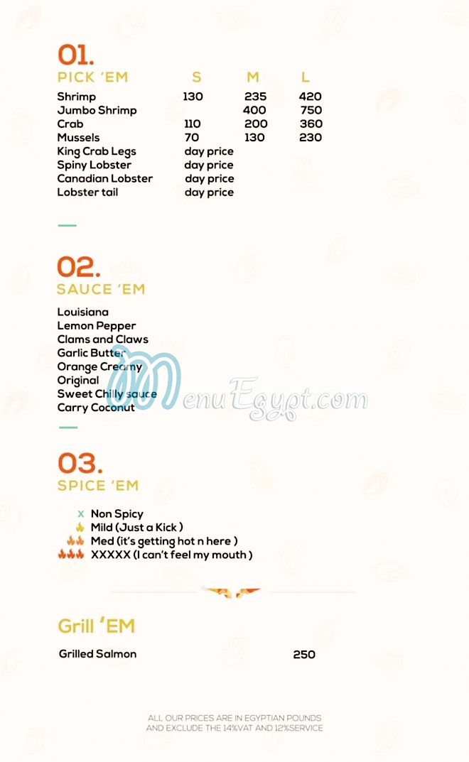 Menu delivery hotline Clams and Claws منيو ورقم مطعم كلامز اند
