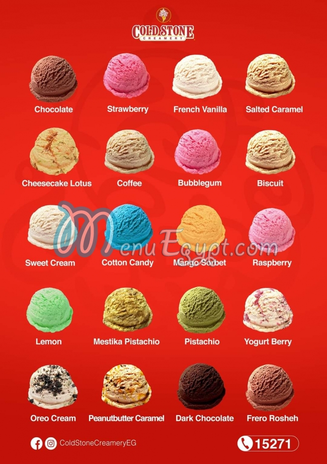 Cold Stone Creamery menu Egypt