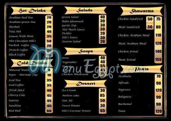 Elle's menu