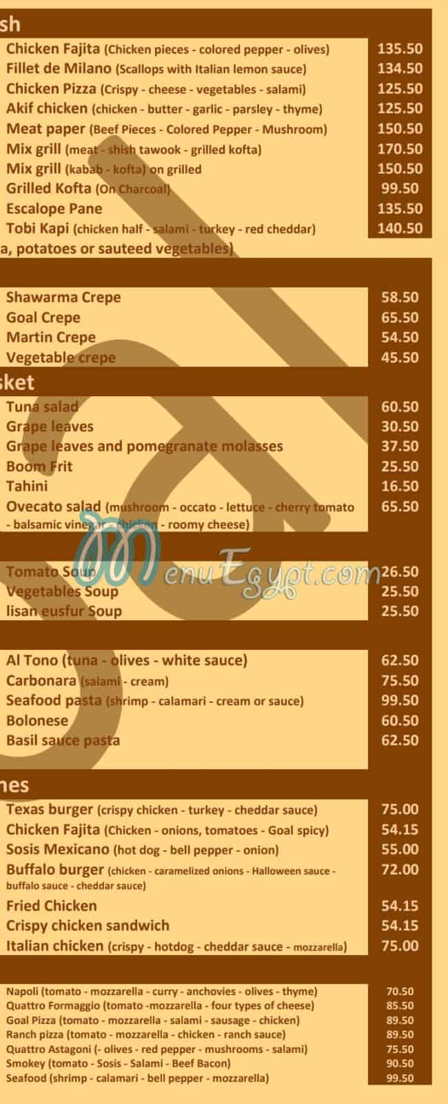 Goal online menu