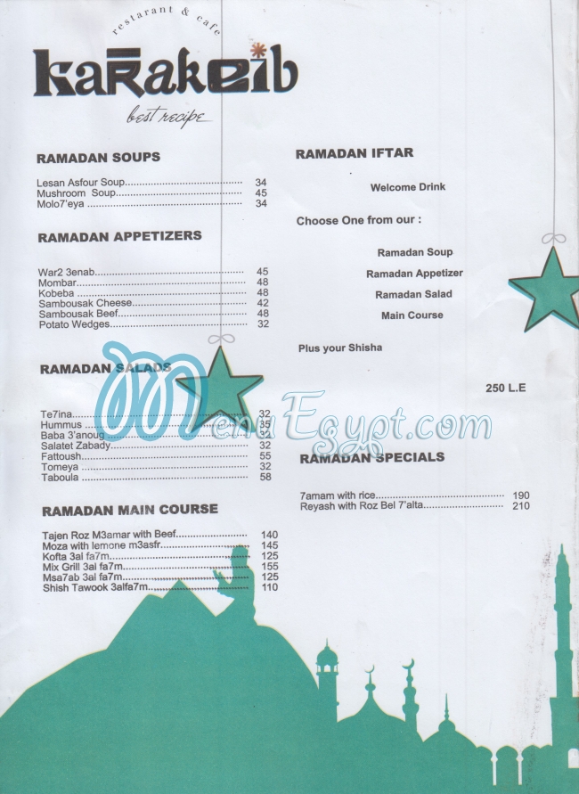 Krakib menu