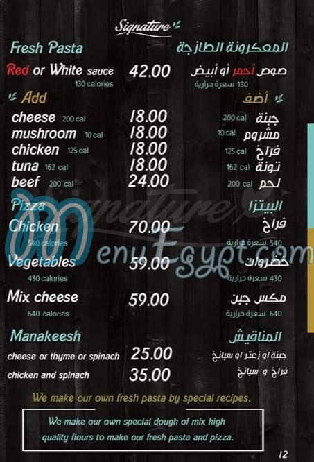 Signatures Healthy Food delivery menu