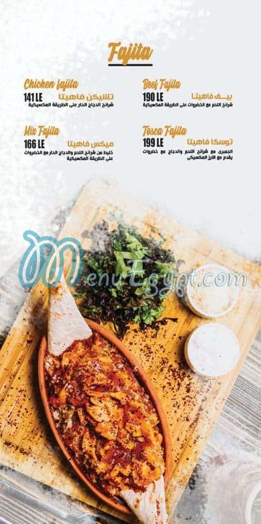 Tosca menu Egypt