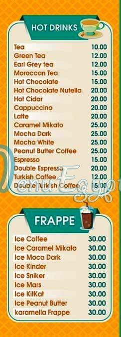 Wafflechino menu