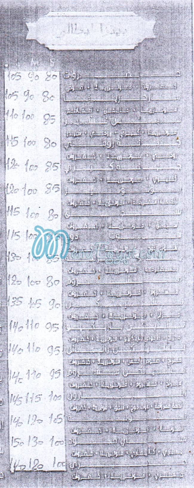 Al Baroon menu