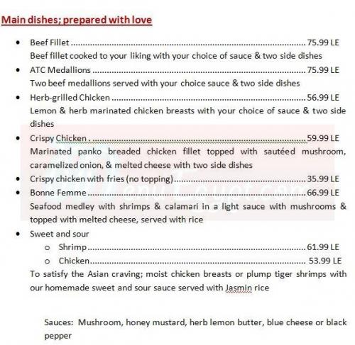 ATC delivery menu