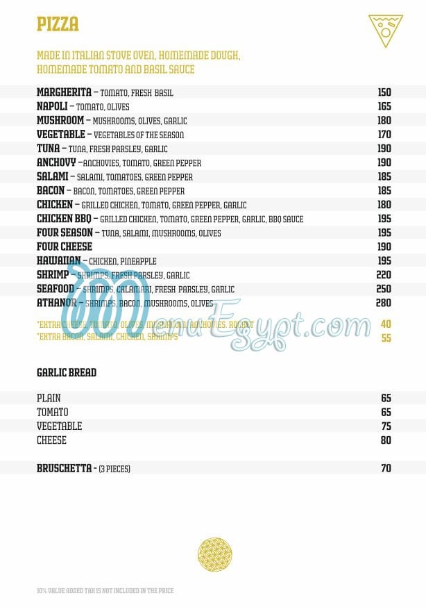 Athanor Pizzeria menu prices