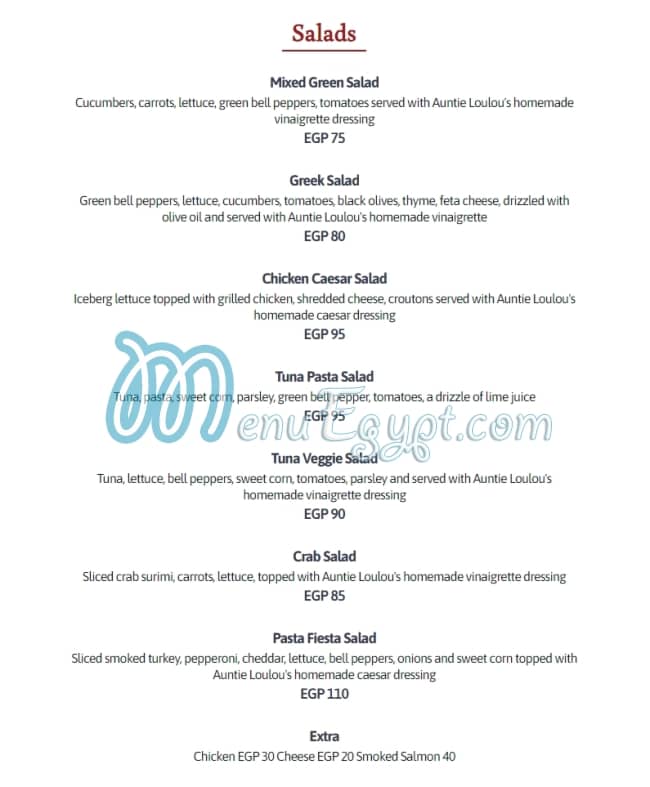 Auntie Loulou Burger online menu