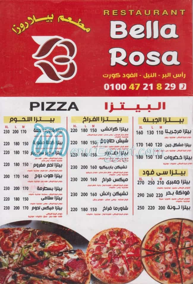 Bella Rose menu