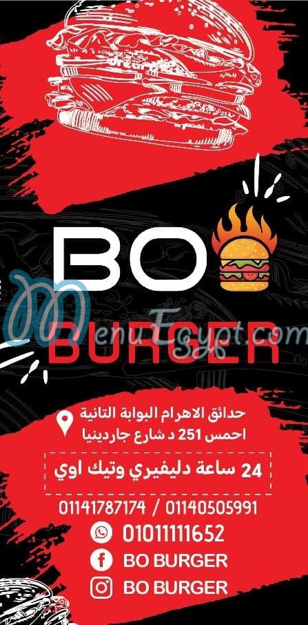 Bo Burger menu