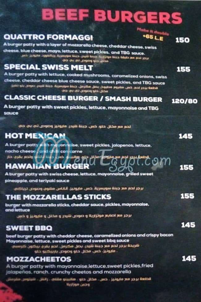 burger guy menu Egypt