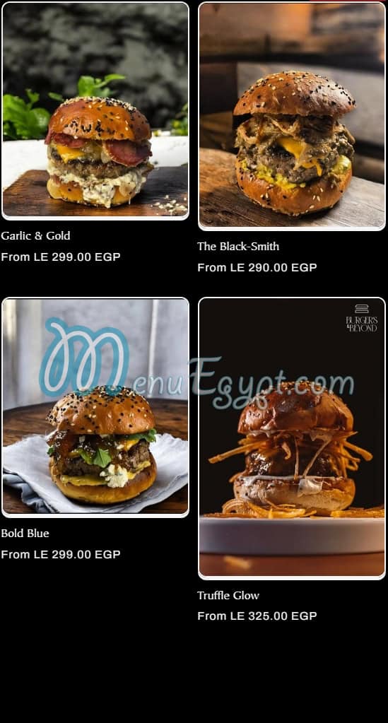 Burgers and Beyond menu