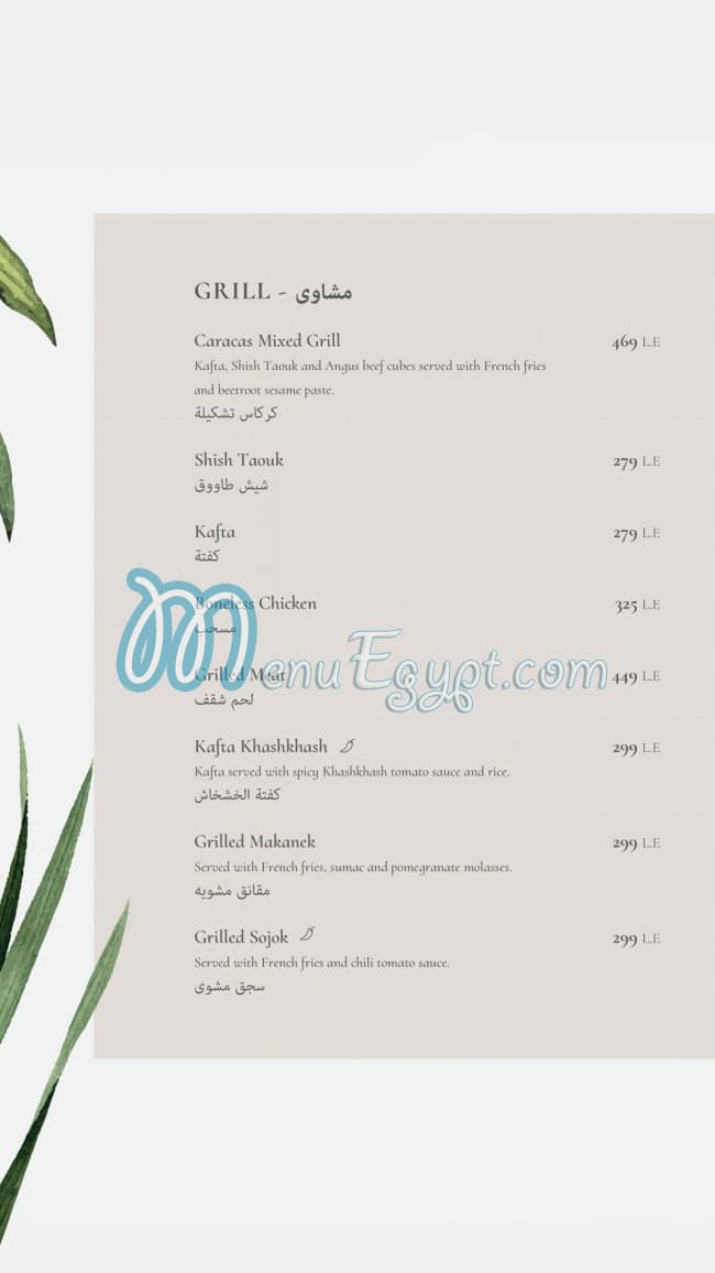 Caracas menu Egypt 7