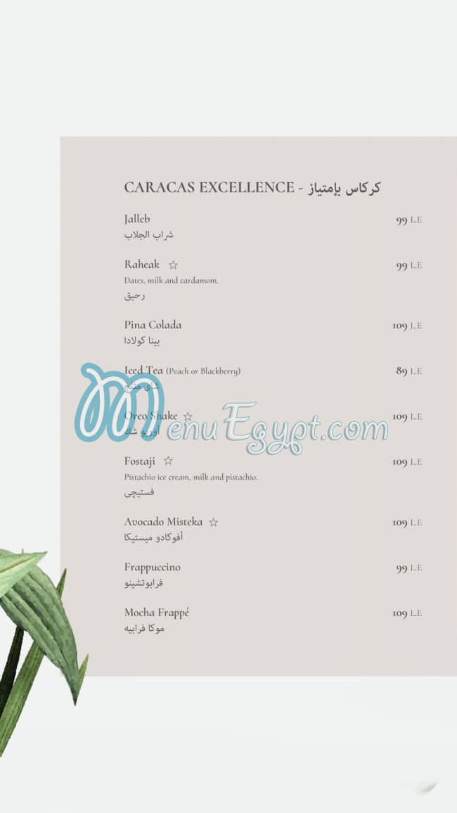 Caracas menu Egypt 12