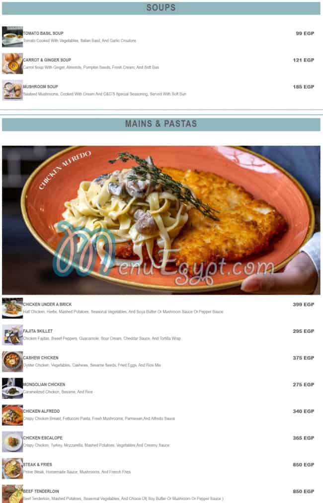 Casper&Gambinis online menu