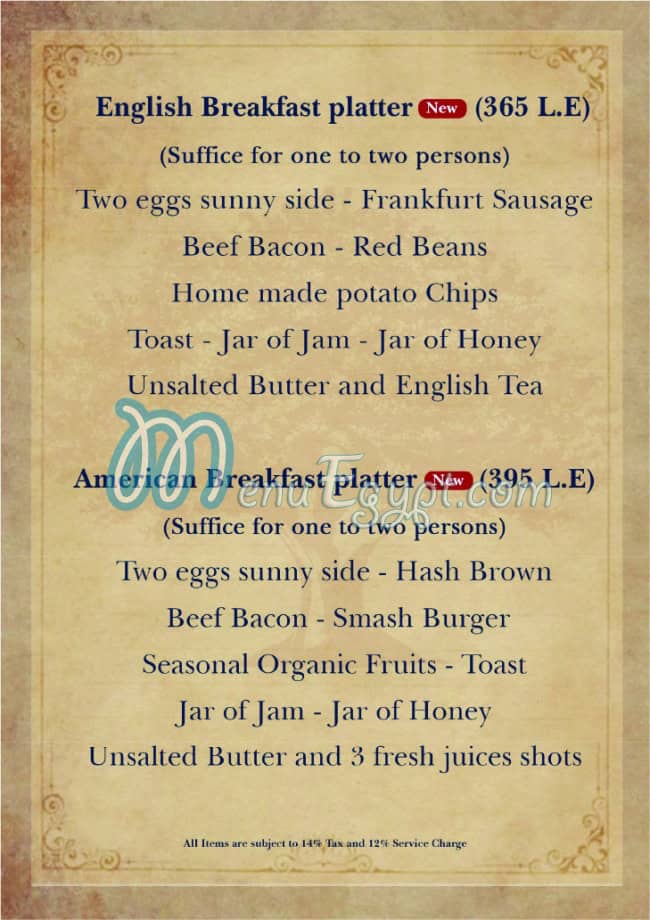 Charl Restaurant menu