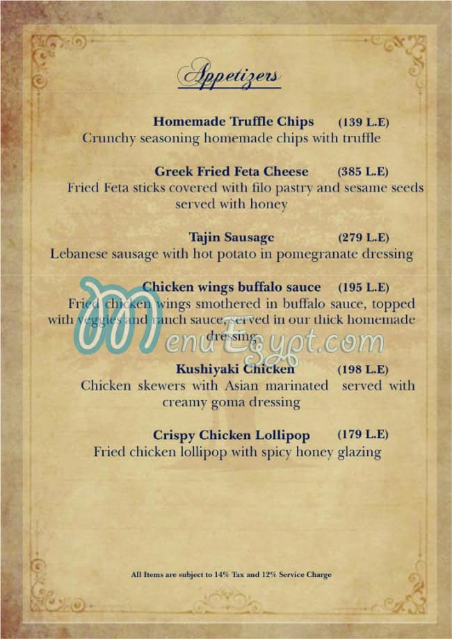 Charl Restaurant menu Egypt 1