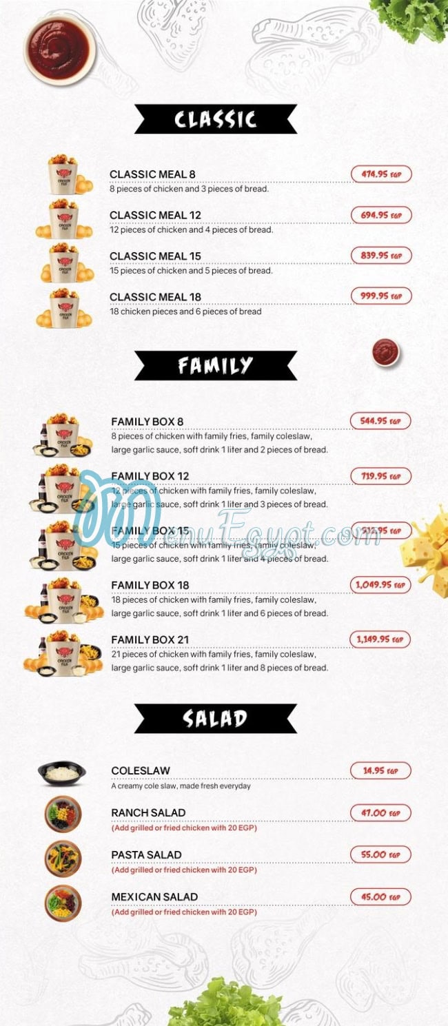 Chicken Fil-A menu