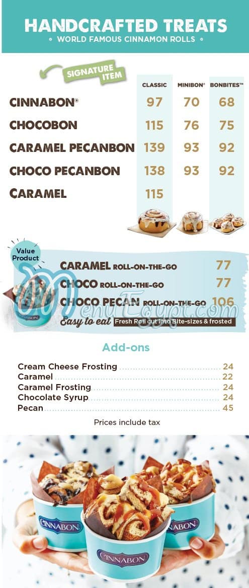 Cinnabon menu prices