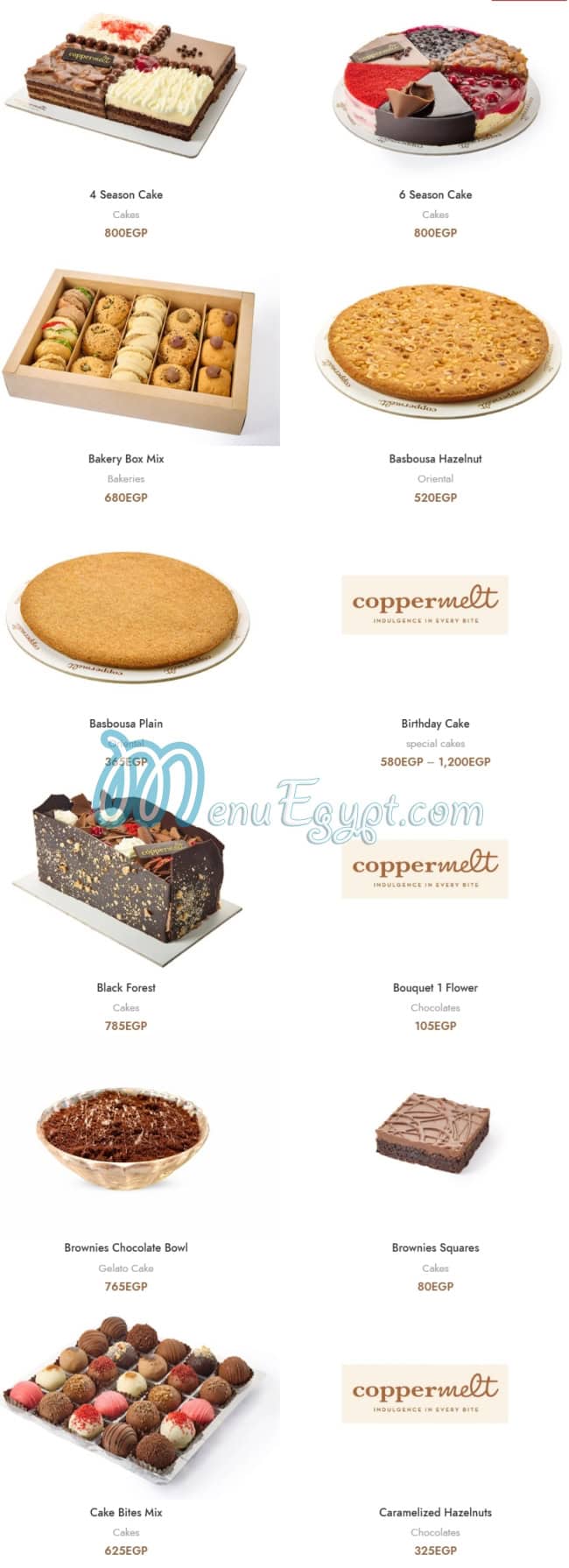 Coppermelt menu Egypt 3