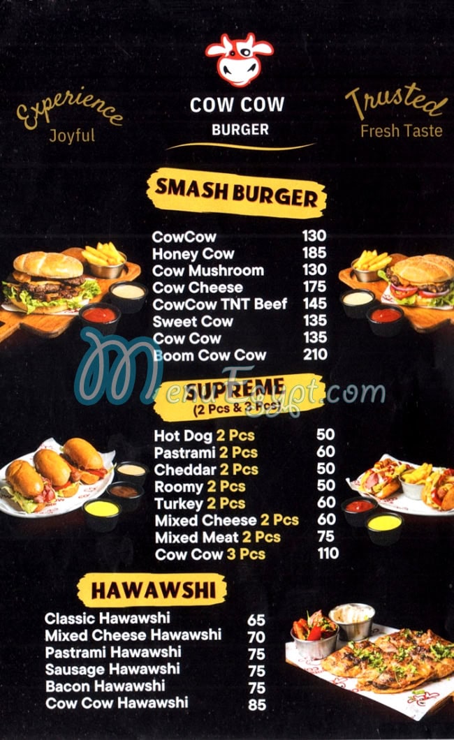 Cow Cow Burger menu