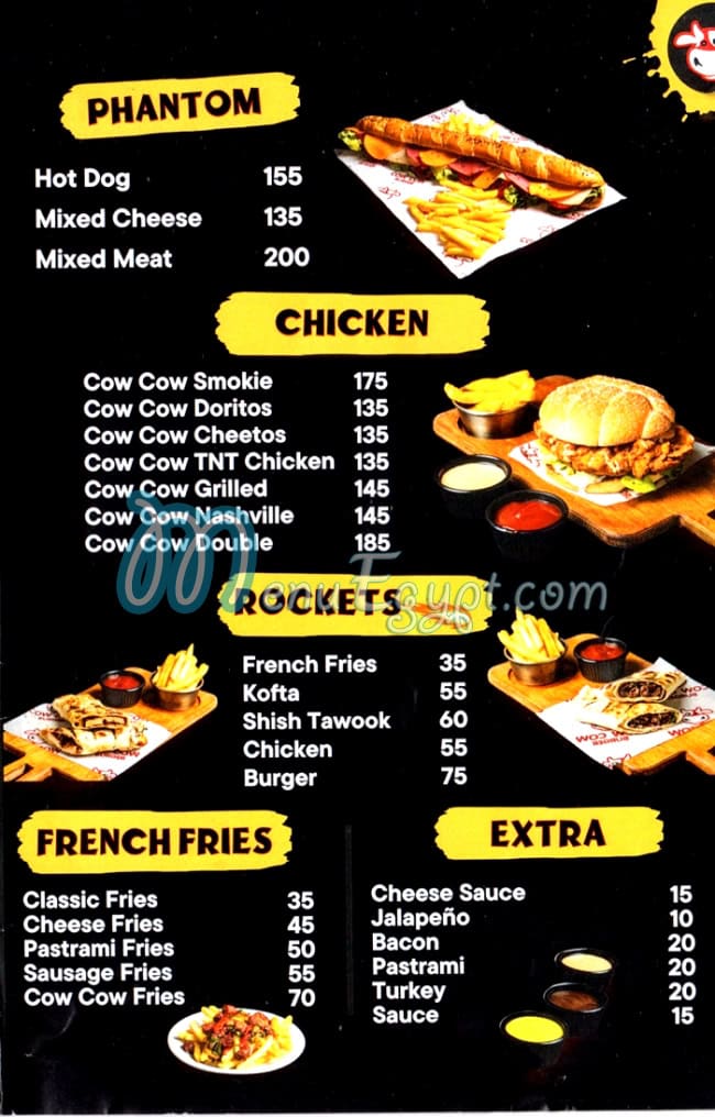 Cow Cow Burger menu Egypt
