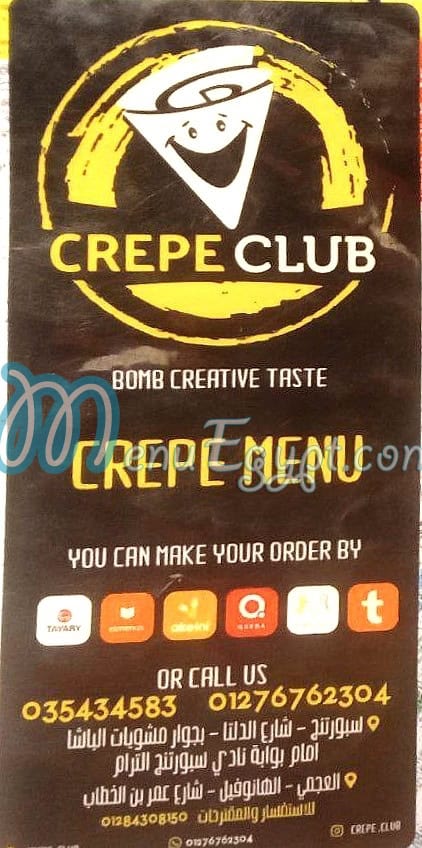 Crepe club menu