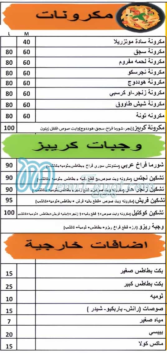 Crepez menu Egypt
