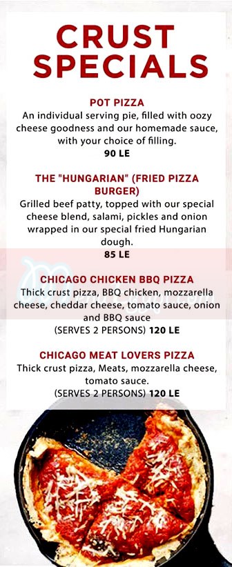 Crust Pizza menu