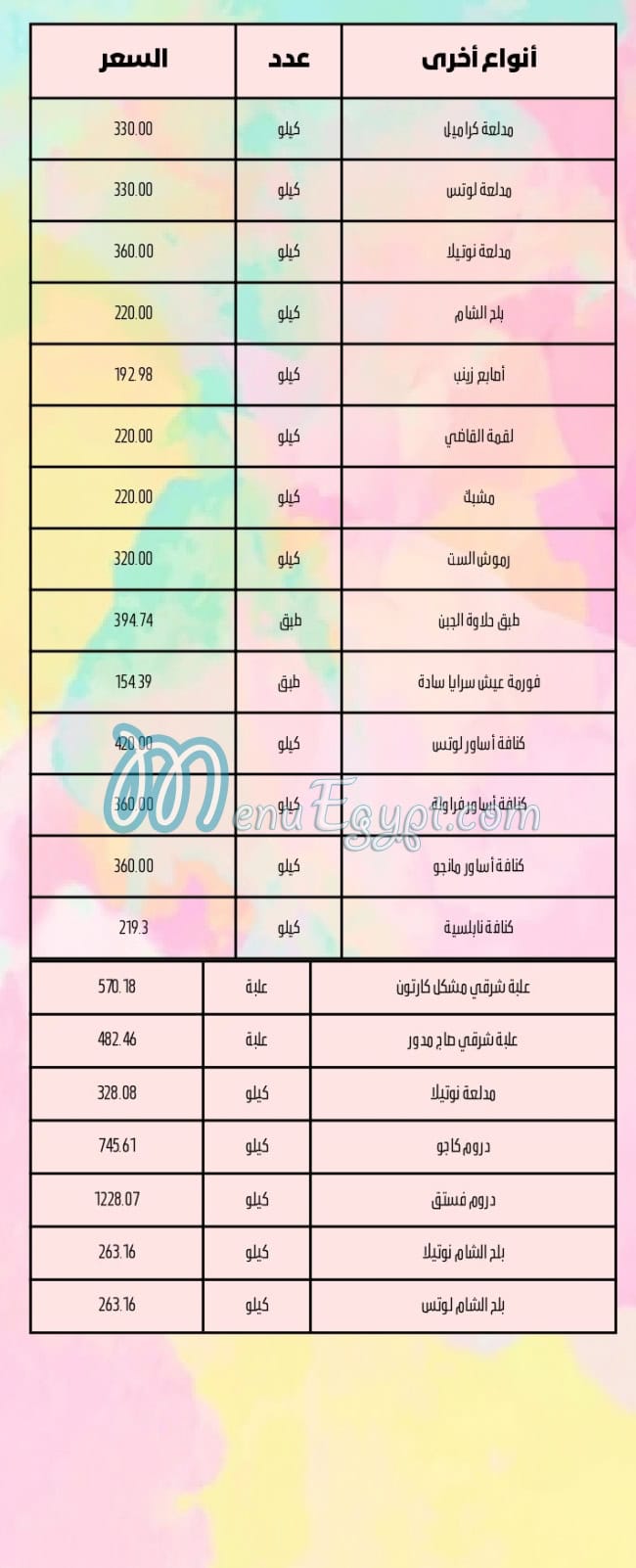 Despacito menu Egypt 4