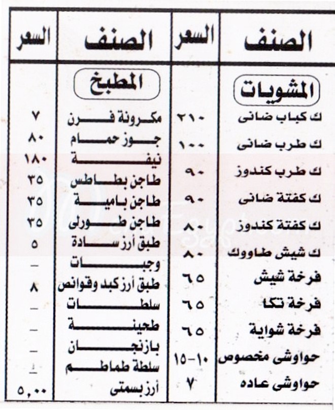 2bn 7alal menu Egypt