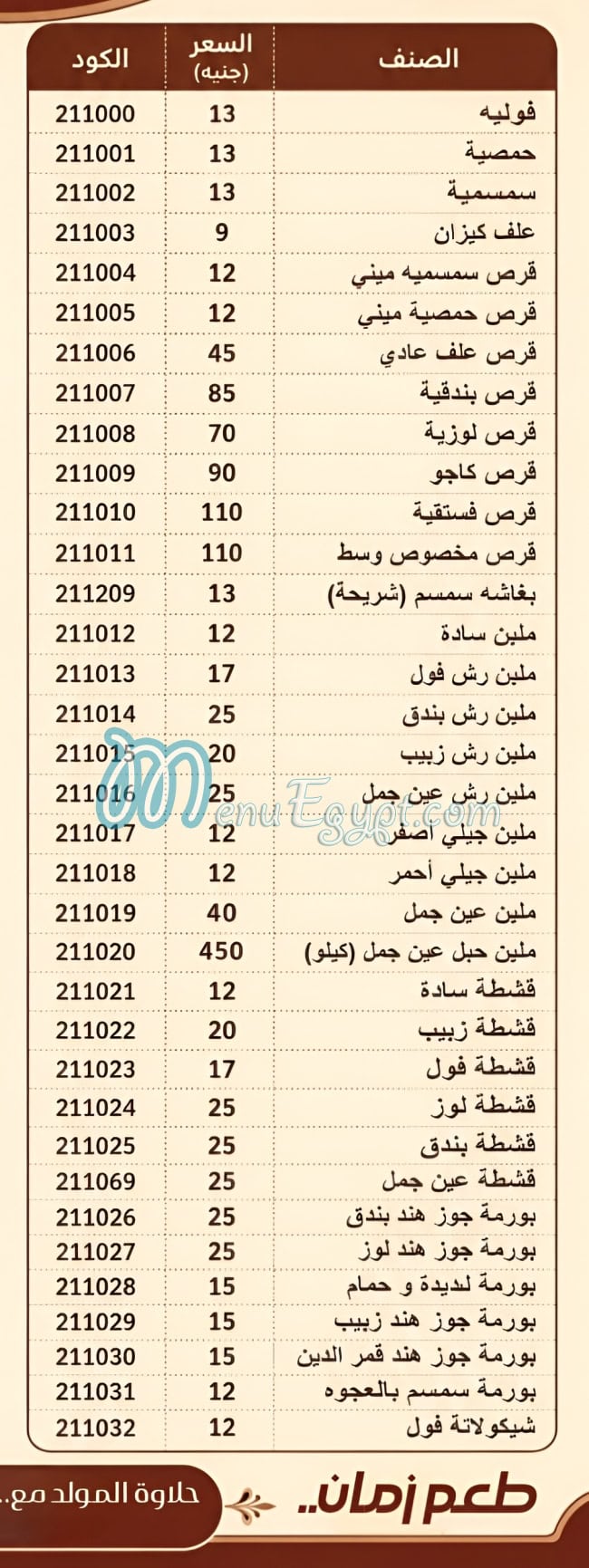 El Mesawy Pastry menu
