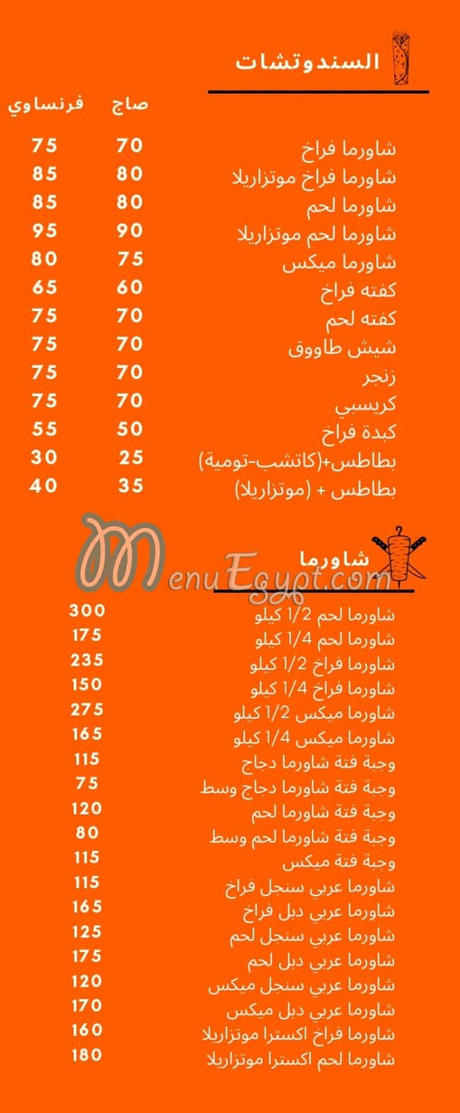 El Qoptan menu Egypt