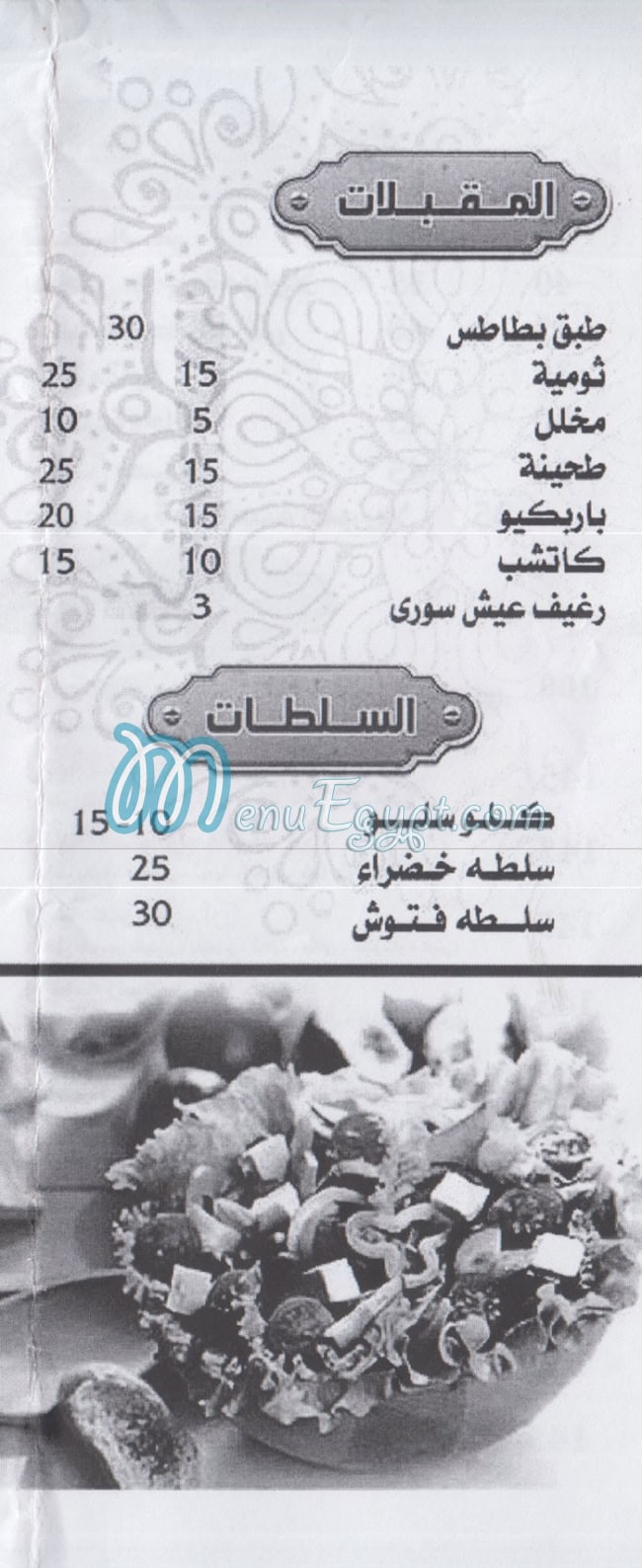 منيو الزين الدمشقى مصر