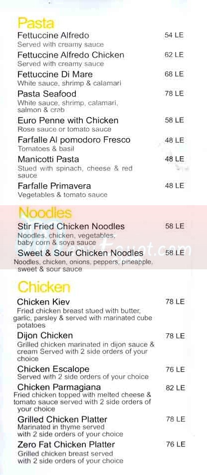 Euro Deli delivery menu