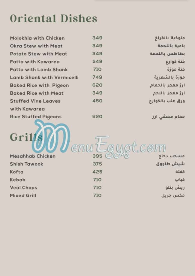 Farida menu Egypt 1