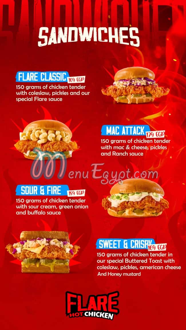 Flare Hot Chicken menu