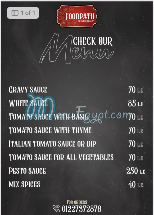 Foodpath menu Egypt