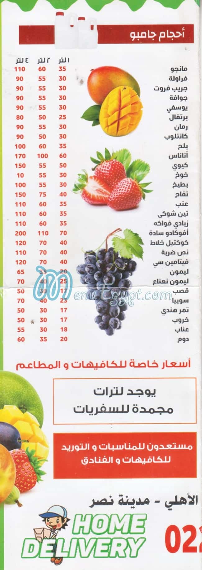 fruit El Aaelat menu Egypt