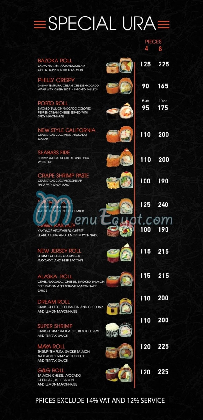 GAWA Sushi menu prices