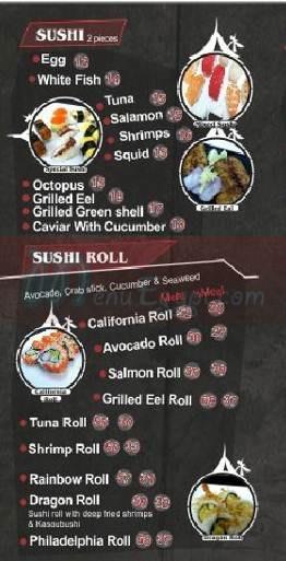 Gaya Sushi menu