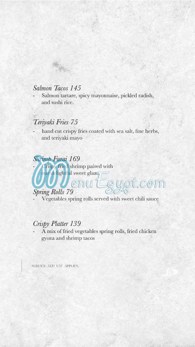 Ginger online menu