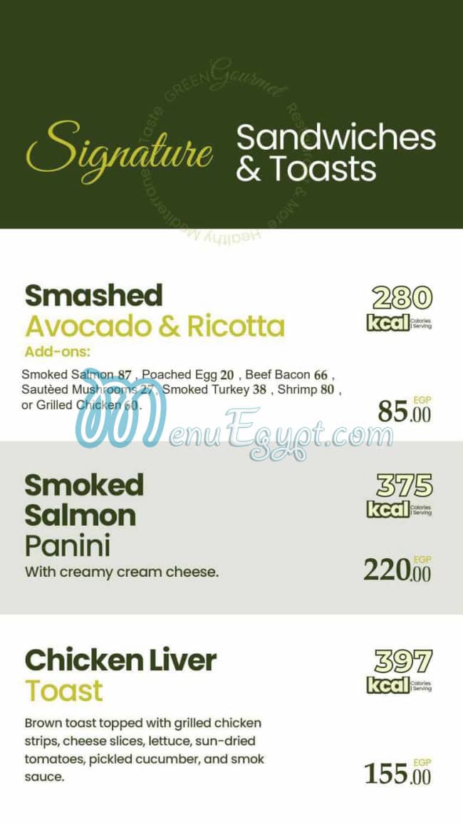 Green Gourmet delivery menu