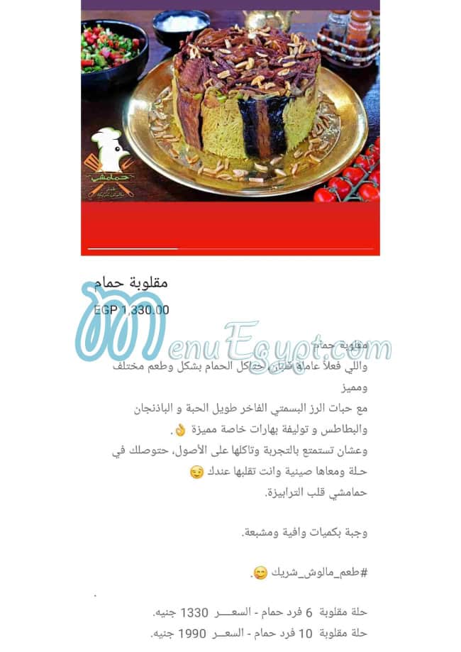 Hamamshi menu Egypt 5
